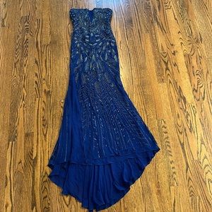 Roberto Cavalli | Dresses | Robert Cavalli Blue Beaded Silk Strapless Prom  Dress Evening Gown Italian 4 Us6 | Poshmark